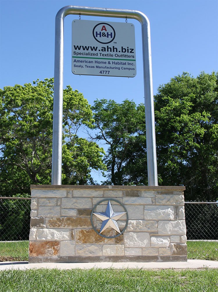 www.ahh.biz - Sealy, Texas Manufacturing and Warehouse Facility, Highway 1458 Sign