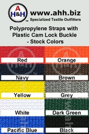 Polypropylene Straps with Plastic Cam Lock Buckle is available in these colors