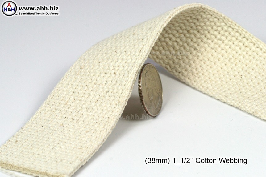 Off White Cotton 1 1/2 inch (38mm) width Webbing- by the yard