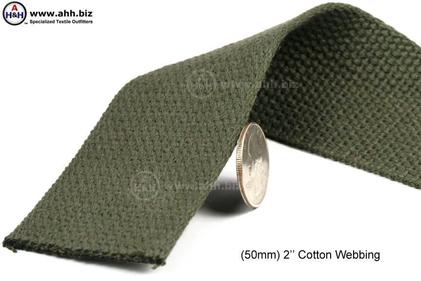 2 inch Heavy Canvas Cotton Webbing Tape Bag Belt Natural Harness Parachute  WW2