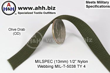 Mil-Spec (13mm) 1/2″ Nylon Webbing MIL-T-5038 TY 4