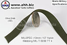 Mil-Spec 1/2'' Nylon Webbing MIL-T-5038 TY 4