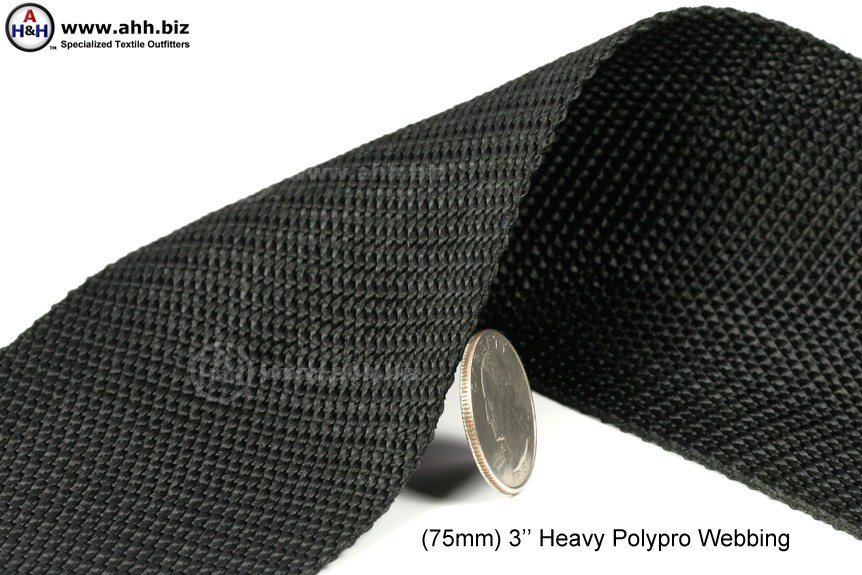 Black Lightweight Polypropylene Webbing - 1-inch